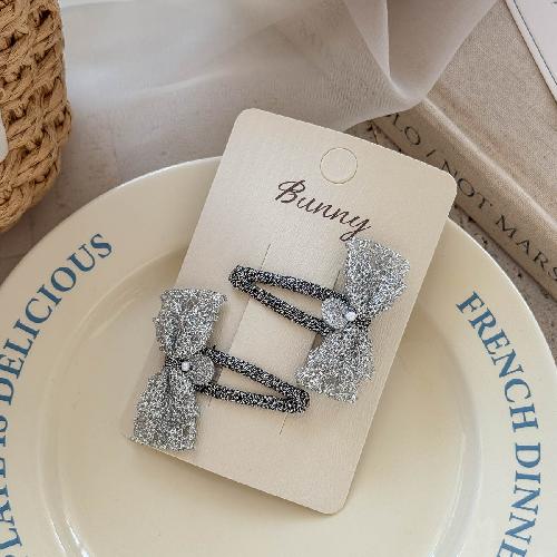 Hand-made Sweet and Cool Black and Silver Children's Hairpin Temperament High-end Sense of Girl Bangs Hairpin Head Accessories Hair Accessories