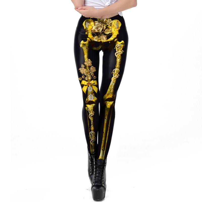 Halloween 3D Skull Print Pants Halloween 3D Skull Print Ankle Tight Leggings