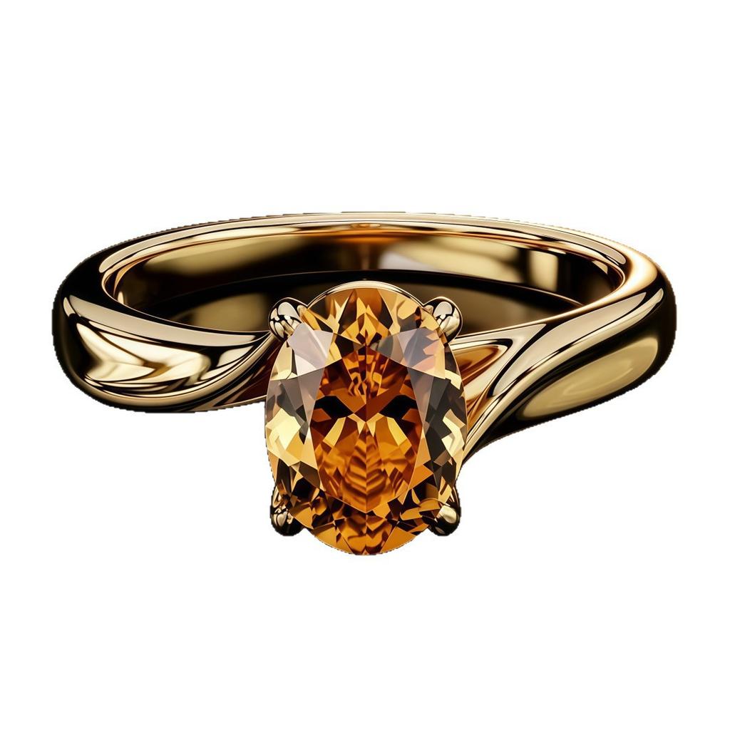 Yanbai temu light luxury minimalist copper inlaid zircon smooth irregular geometric exquisite women's ring