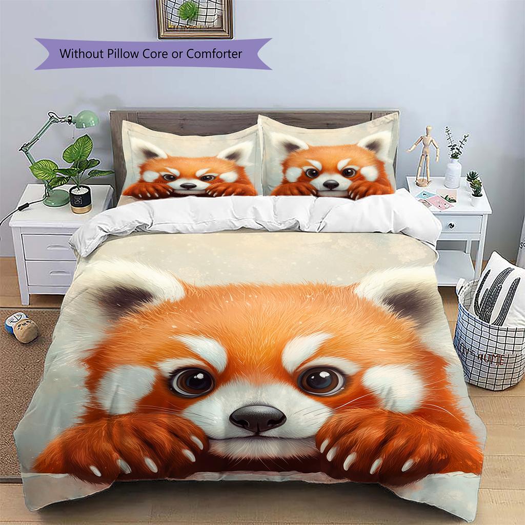 Rood Panda Patroon Beddengoed Huisdecoratie Verjaardagscadeau (1 dekbedovertrek + 2 kussenslopen, zonder binnenkussen)