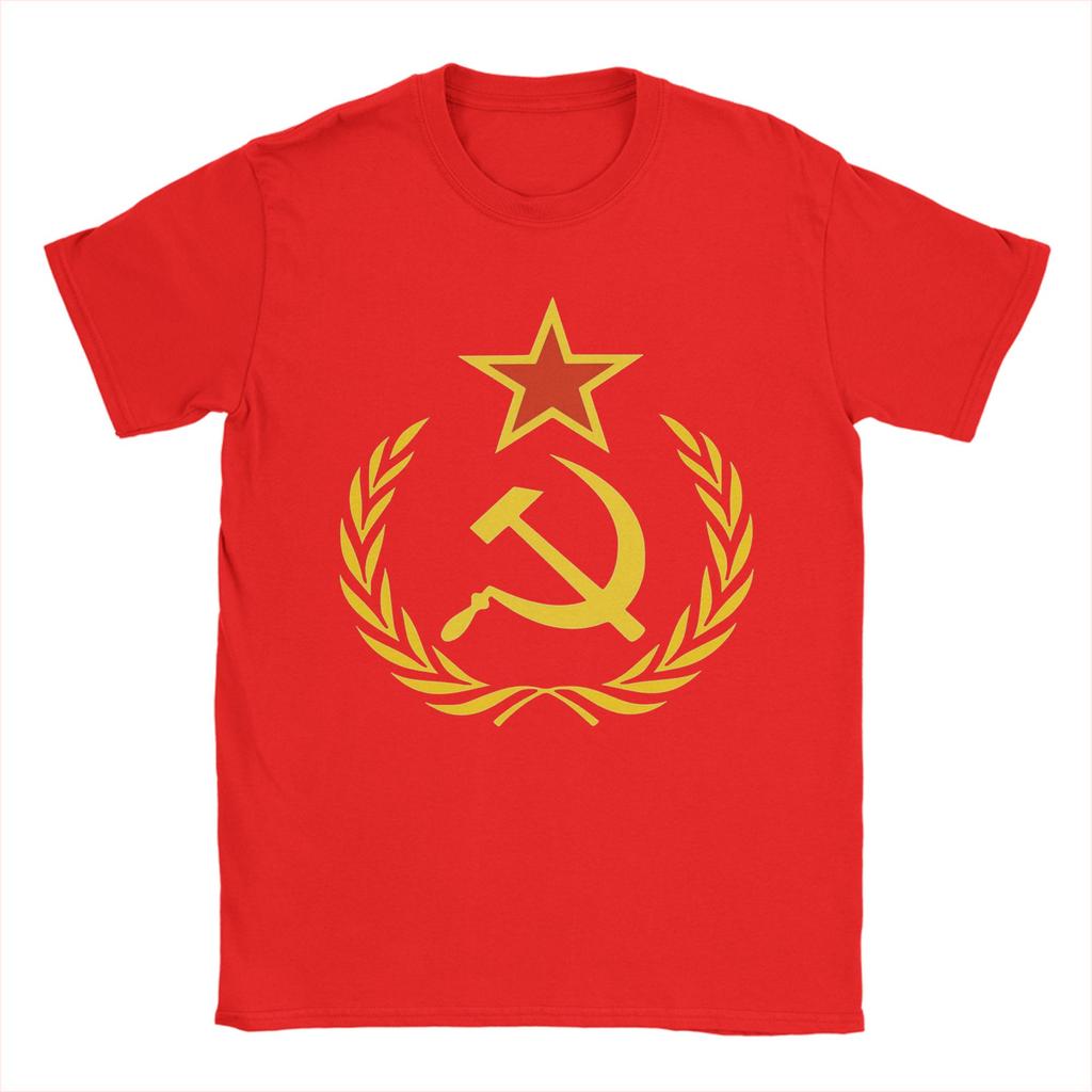 CCCP Soviet Hammer and Sickle Star Marxist TShirts for Unisex Round Collar Pure Cotton T Shirts Short Sleeve Tees Summer Tops