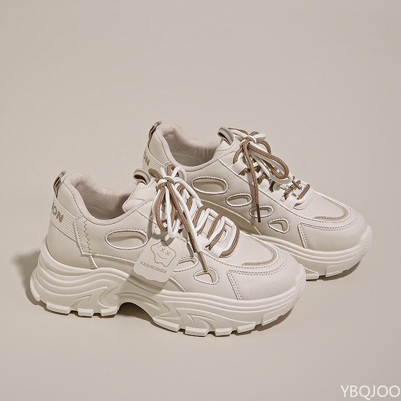 Fashion Autumn Women's New Breathable White Shoes Women's Versatile Thick Soled Sports Leisure Shoes Simple Comfortable Shoes