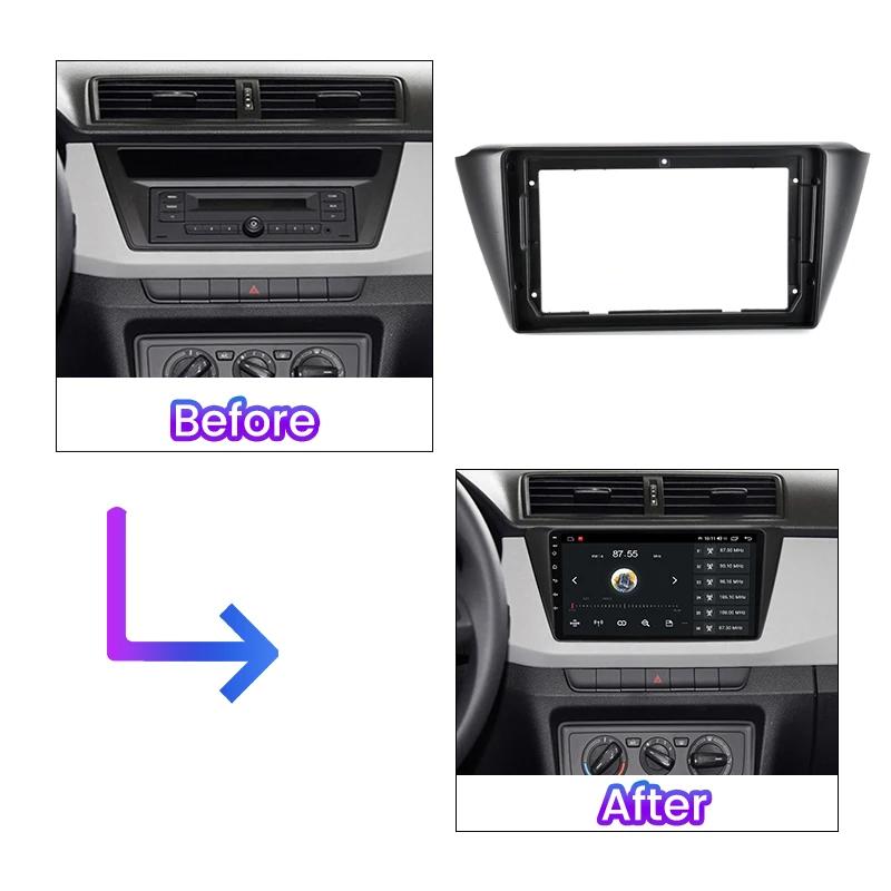 9inch 2 DIN Car Radio Frame Fascia Power Cord Canbus Box for Skoda Fabia 3 III 2015 2016 2017 2018 2019 Stereo Adapter Panel Kit