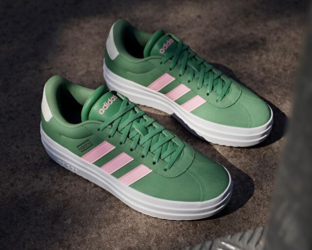 adidas Court Bold VL Size Green and Pink Women's Sneakers, 24.5,
