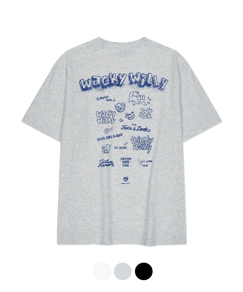 WACKY WILLY Sketch Graphic Short Sleeve T-Shirt (3 Colors)