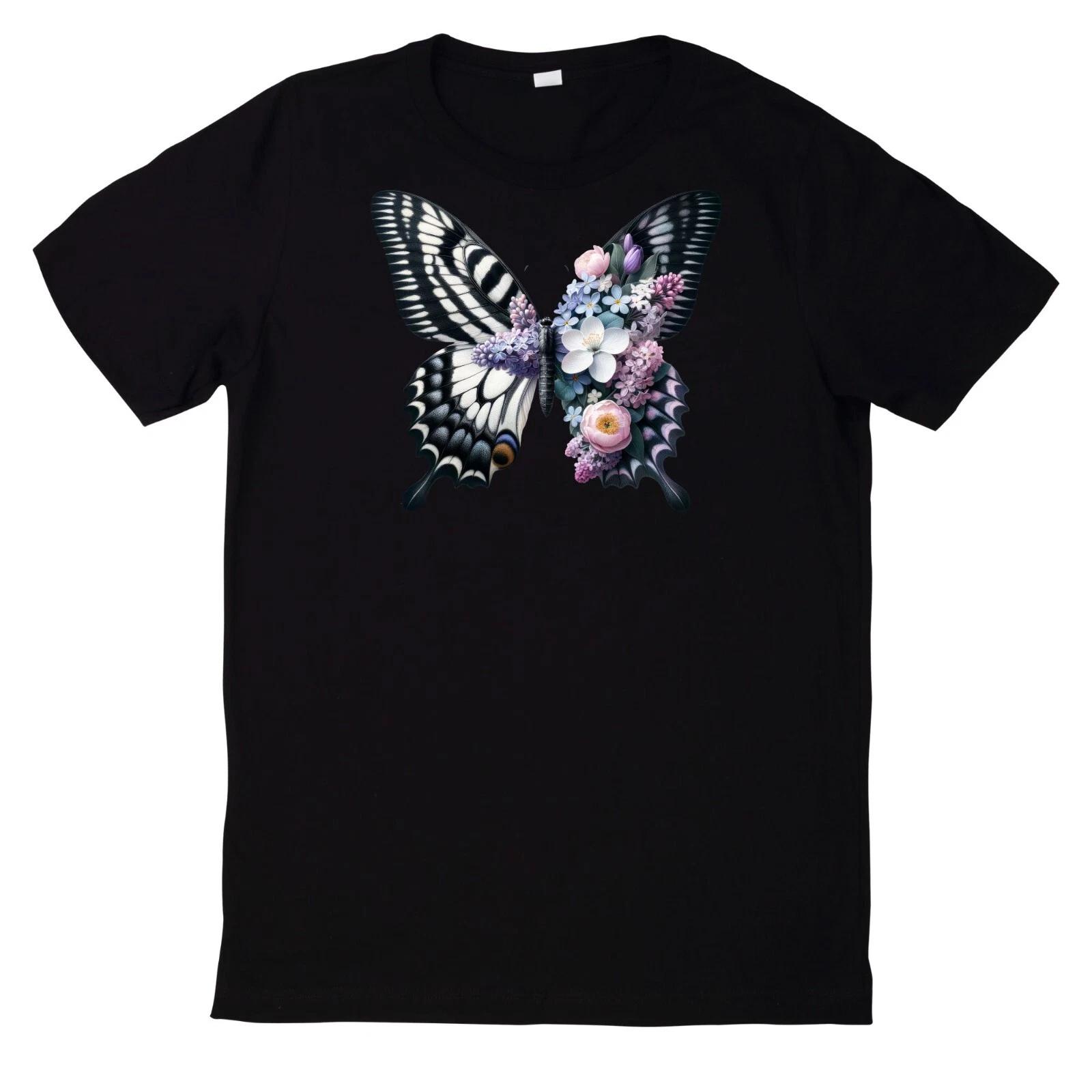 T-Shirt Blumen schmetterling L