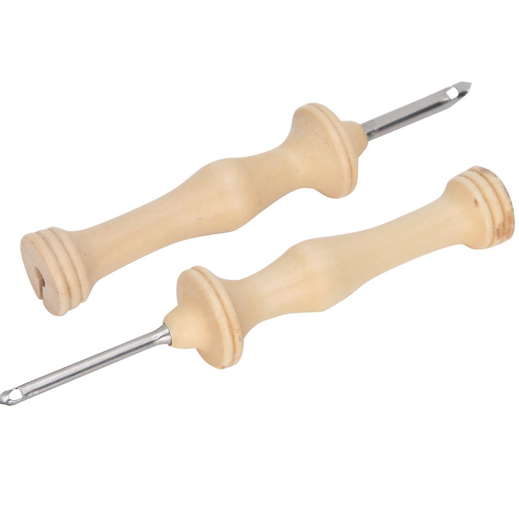 2 szt. Zestaw do haftu igłą dziurkującą Drewniana rączka Igła do włóczki DIY Ręcznie robione narzędzia do robienia na drutach