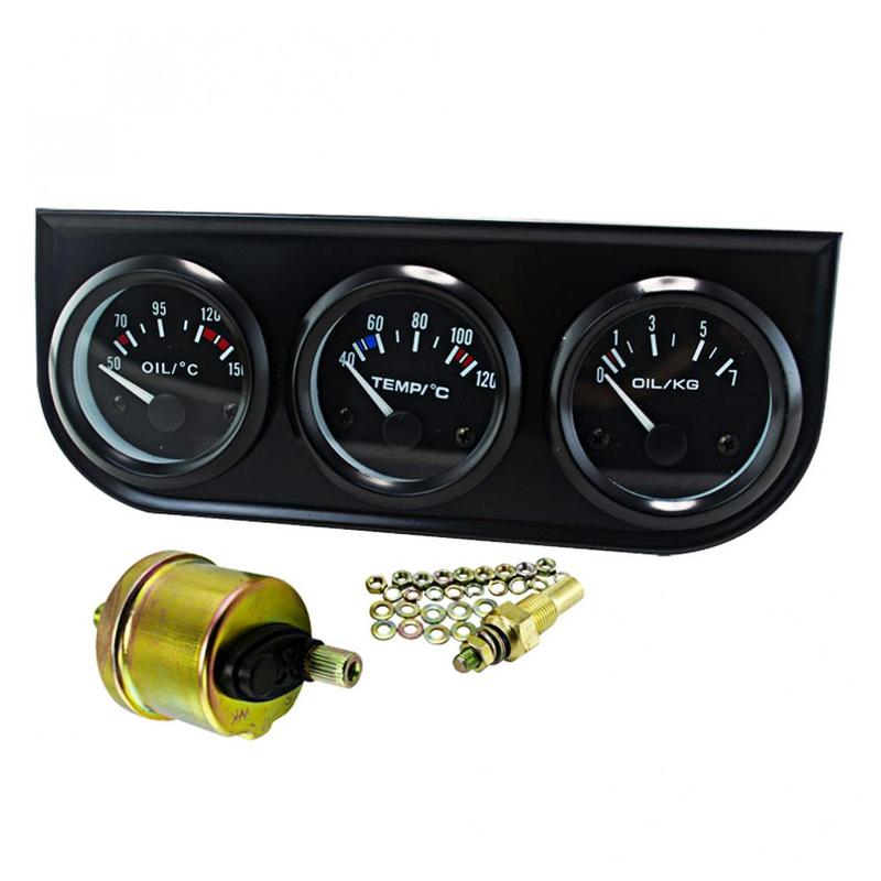 12V Universal 52mm Triple Kit Oil Temp Water Temp Temperature Oil Pressure Sensor Car Meter
