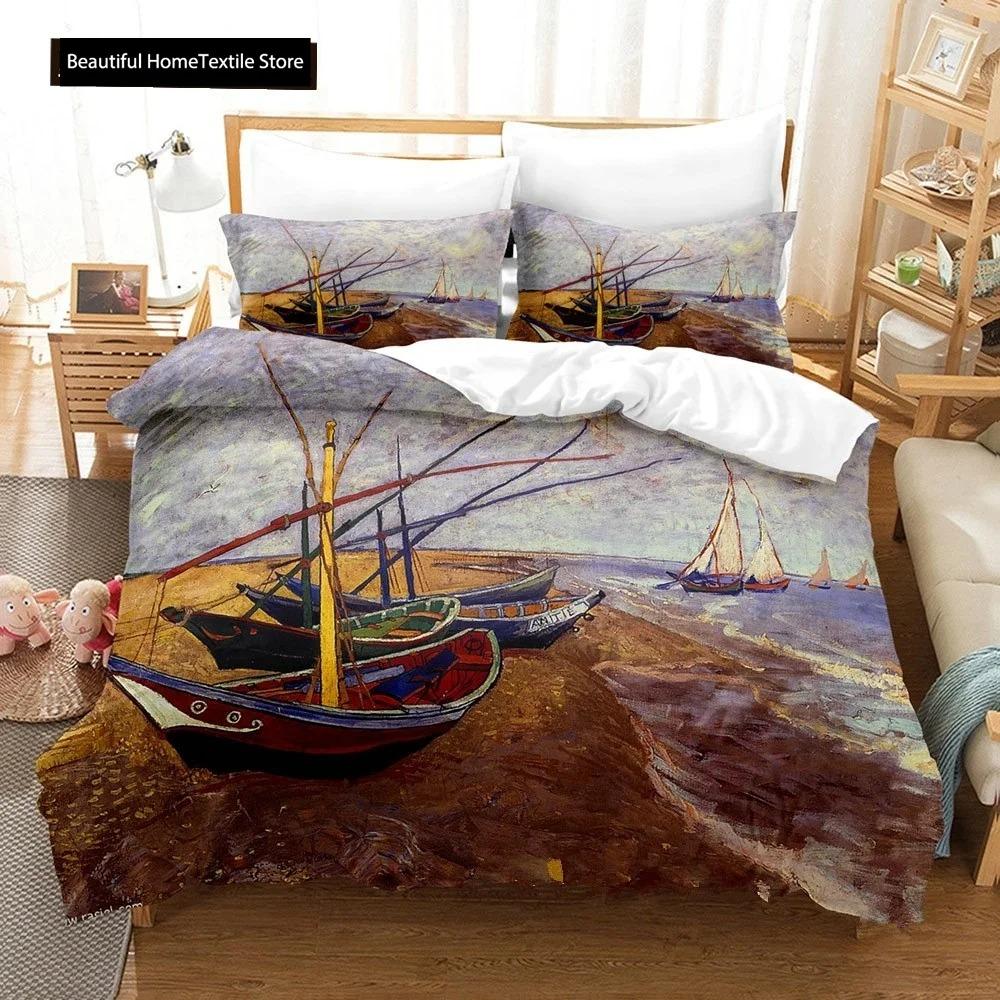 Abstrakt Van Gogh Oljemålning Påslakanset King Queen Storlek Täcke Överdrag För Barn Pojkar Flickor Tonåringar Polyester Sängkläder
