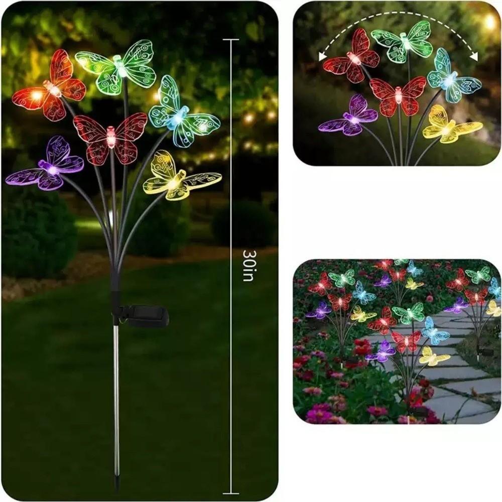 6/8/10 Heads Solar Butterfly Lights Outdoor Multi-Color Changing Butterfly Solar Lights  Lawn Yard