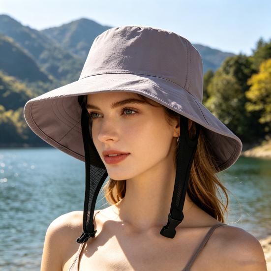 Women Summer Fisherman Hat Breathable Large Brim Sun Protection Hat Hiking Traveling Outings Daily Wear