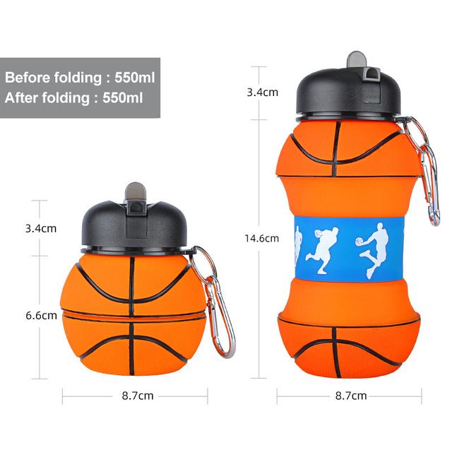 Outdoor Sport Silikon Faltbar Kreativ Tragbar Fallfest Auslaufsicher Fußball Basketball Ball Kinder Schüler Wasserflasche Becher