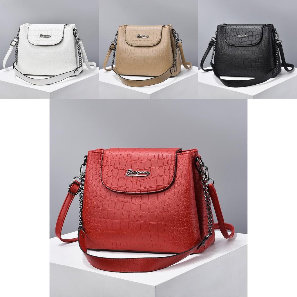 Trendy Fashion Shoulder Bag For Women 2023 New Pu Material Crocodile Pattern Large Square Bag Black White Red