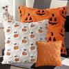 Halloween Ghost Pumpkin Pillowcase Washable Soft Pillow Case  Faux Fur Pillowcase for Festive Home Sofa Accent