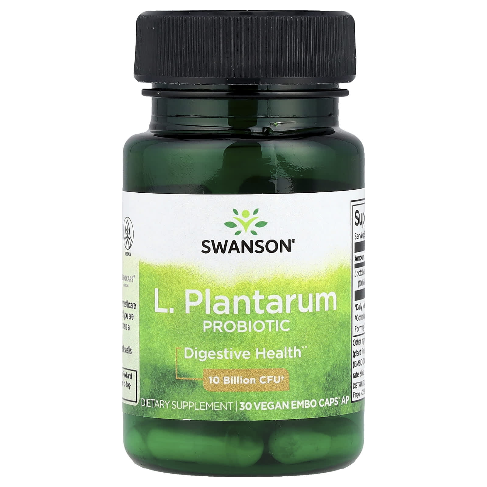 

L. Plantarum Probiotic, 10 Billion CFU, Embo Caps Ap Vegan Capsules 30