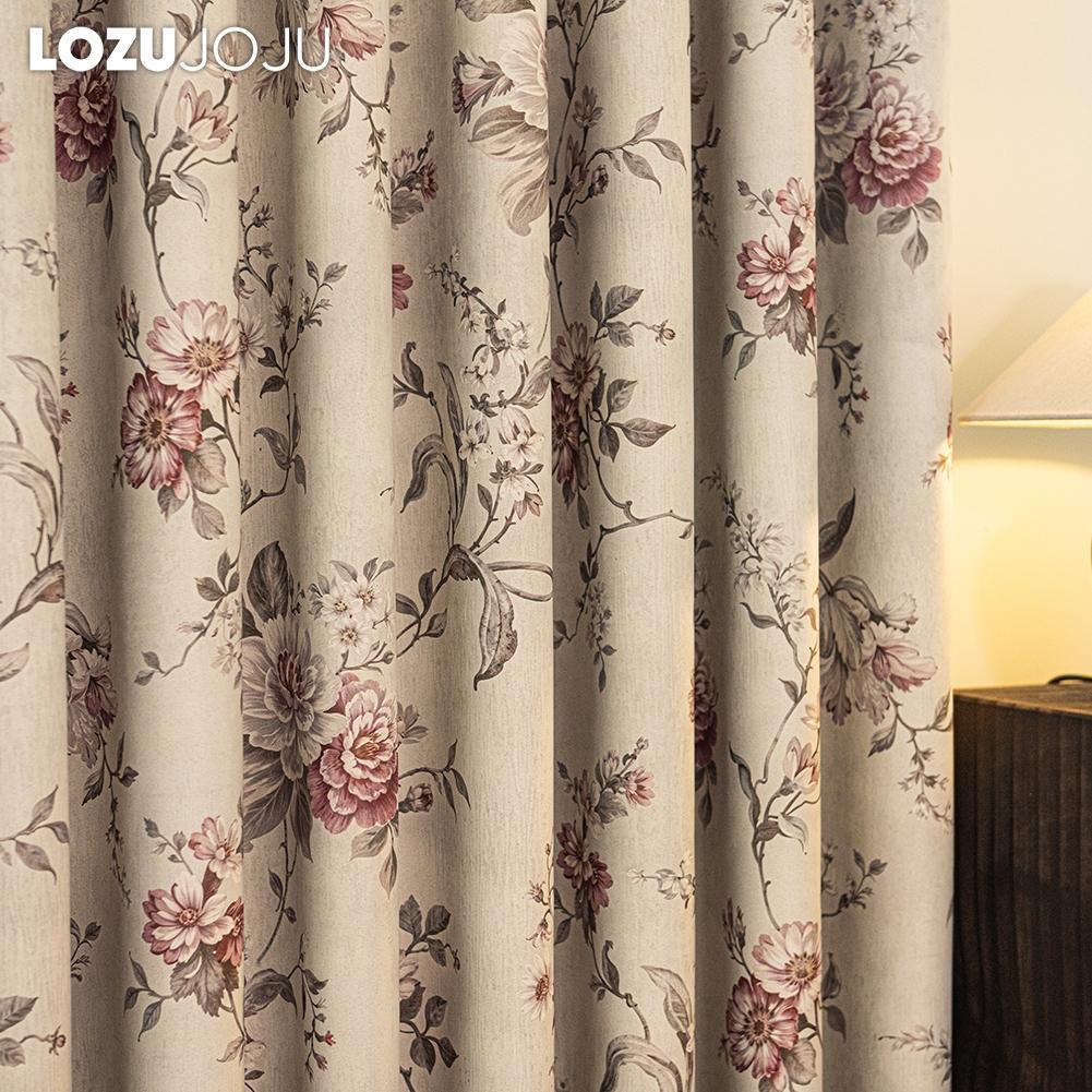 1PC LOZUJOJU French Retro Pink Peony Floral Curtains American Countryside Thick Curtains for Bedroom Living Room Window for Home Decor