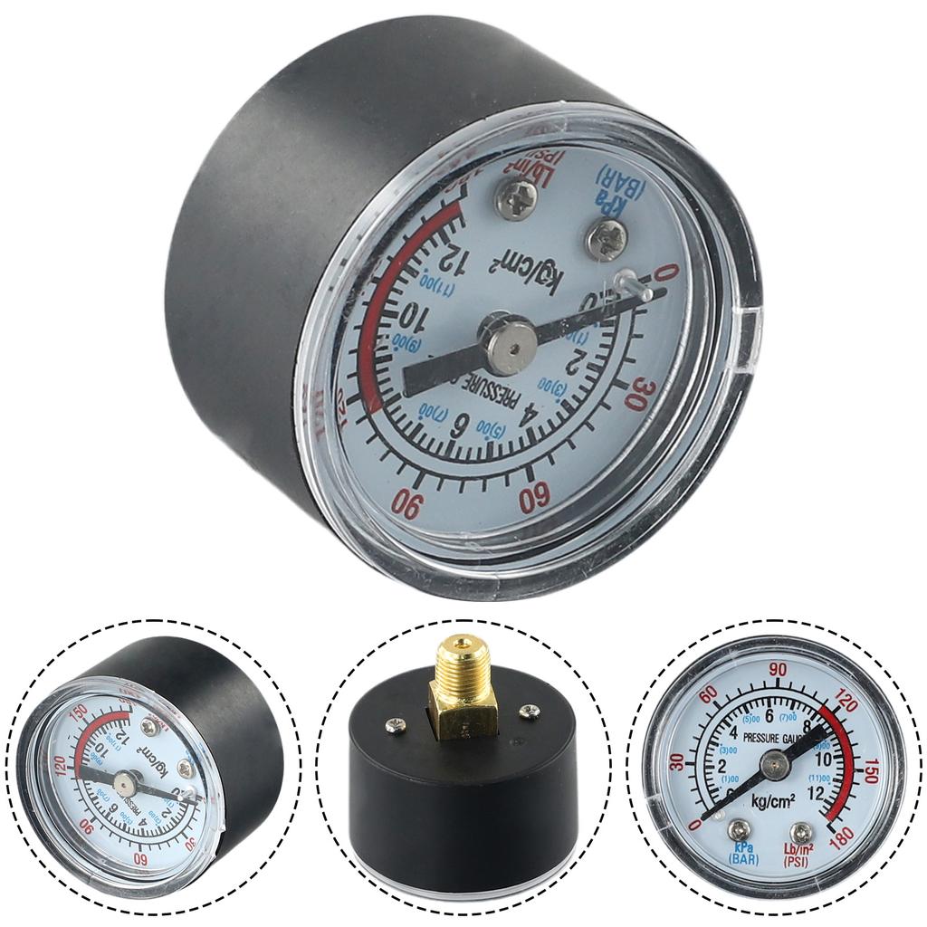 0-12Bar Pressure Gauge Pneumatic Pressure Gauge 1/8\\\" NPT Thread Case Size 42*40mm Large Dial Thread Diameter 9mm
