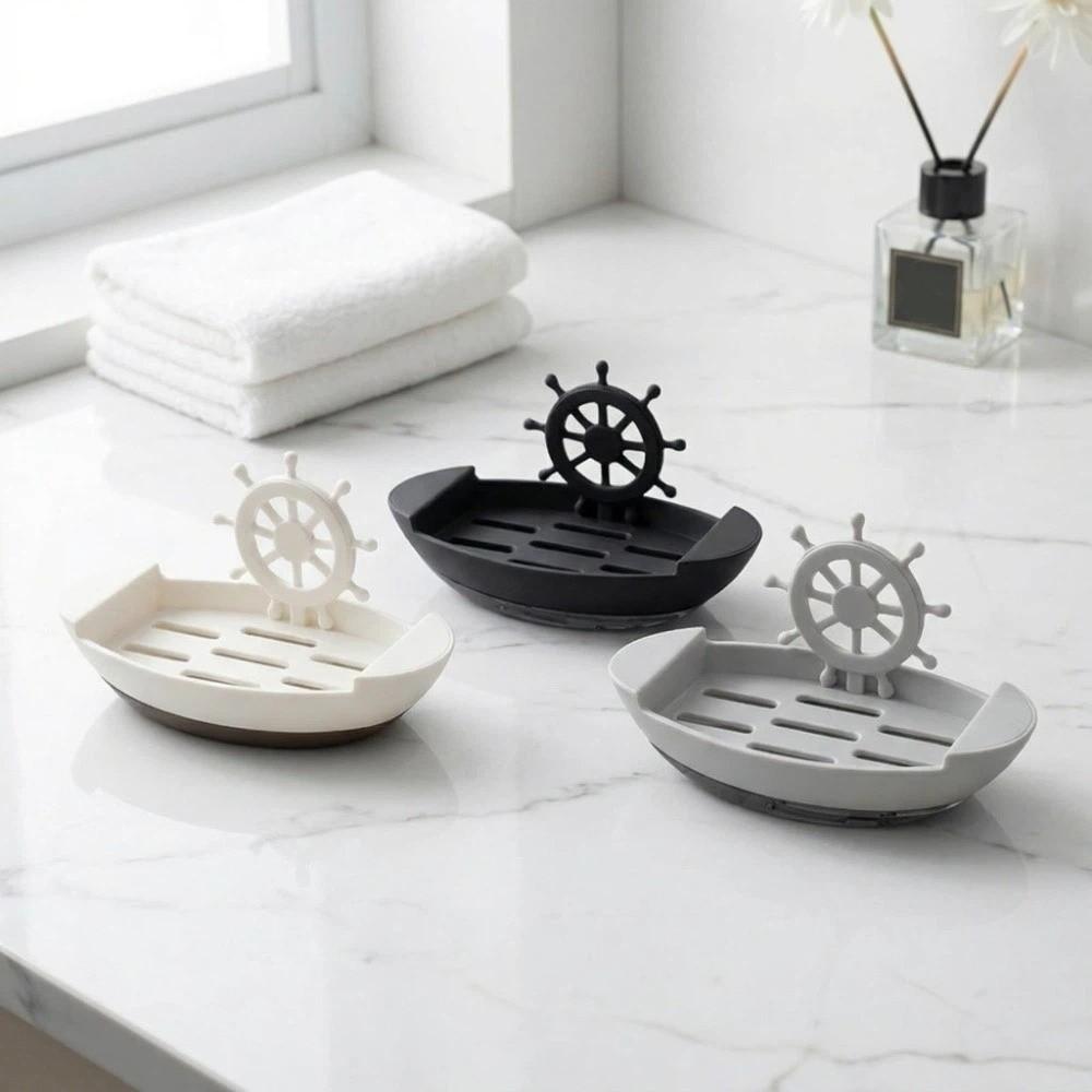 Plastic Boat-Shaped Soap Dish Drainage Cartoon Soap Dish Decor Soap Holder Bathroom