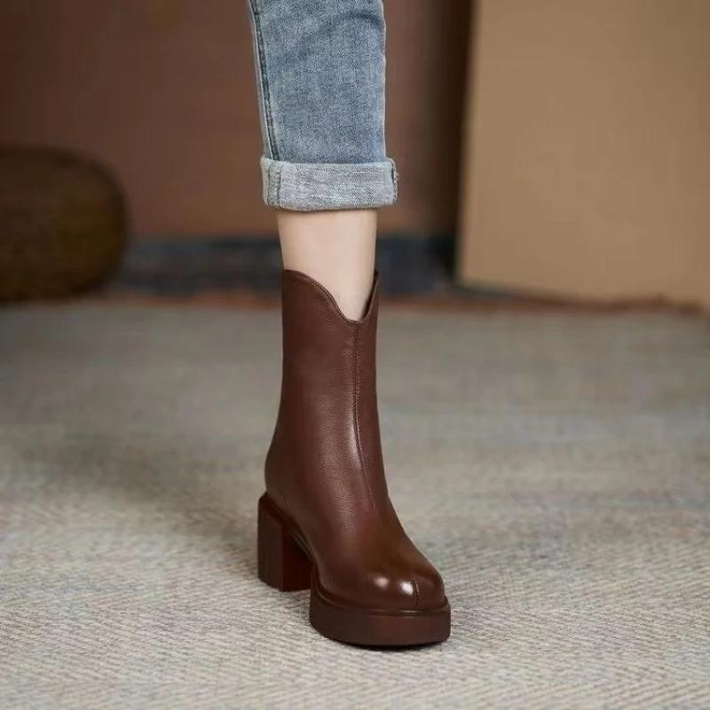 Fashion Booties Black Plain Zip Chunky Heel High Quality Woman Short Shoes Goth Boot On Offer Chic and Elegant Pu Ankle Boots for Women