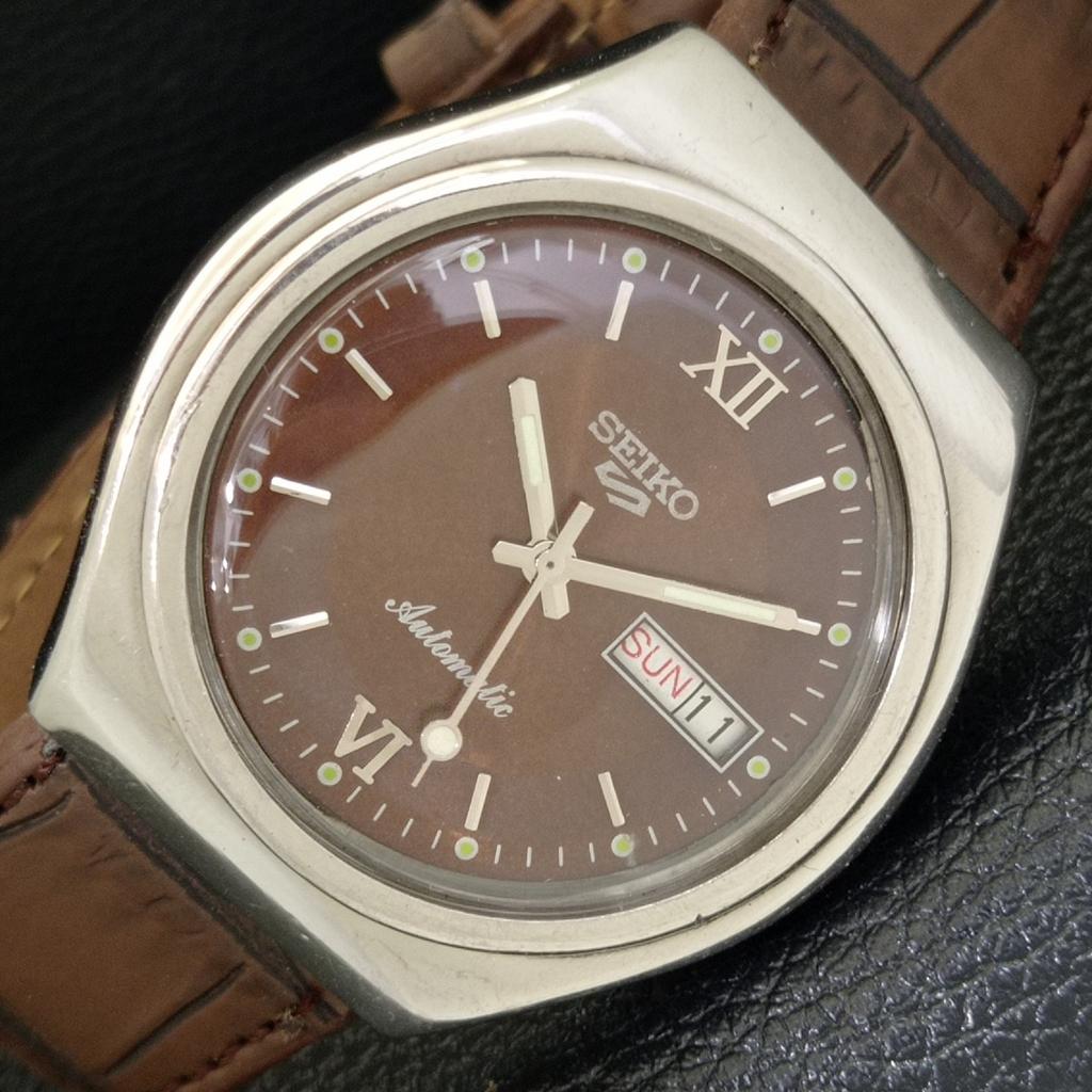 AUTOMATIC VINTAGE SEIKO 5 6309A JAPAN MENS BROWN COLOR DIAL WATCH a500833-5 R154-a500833