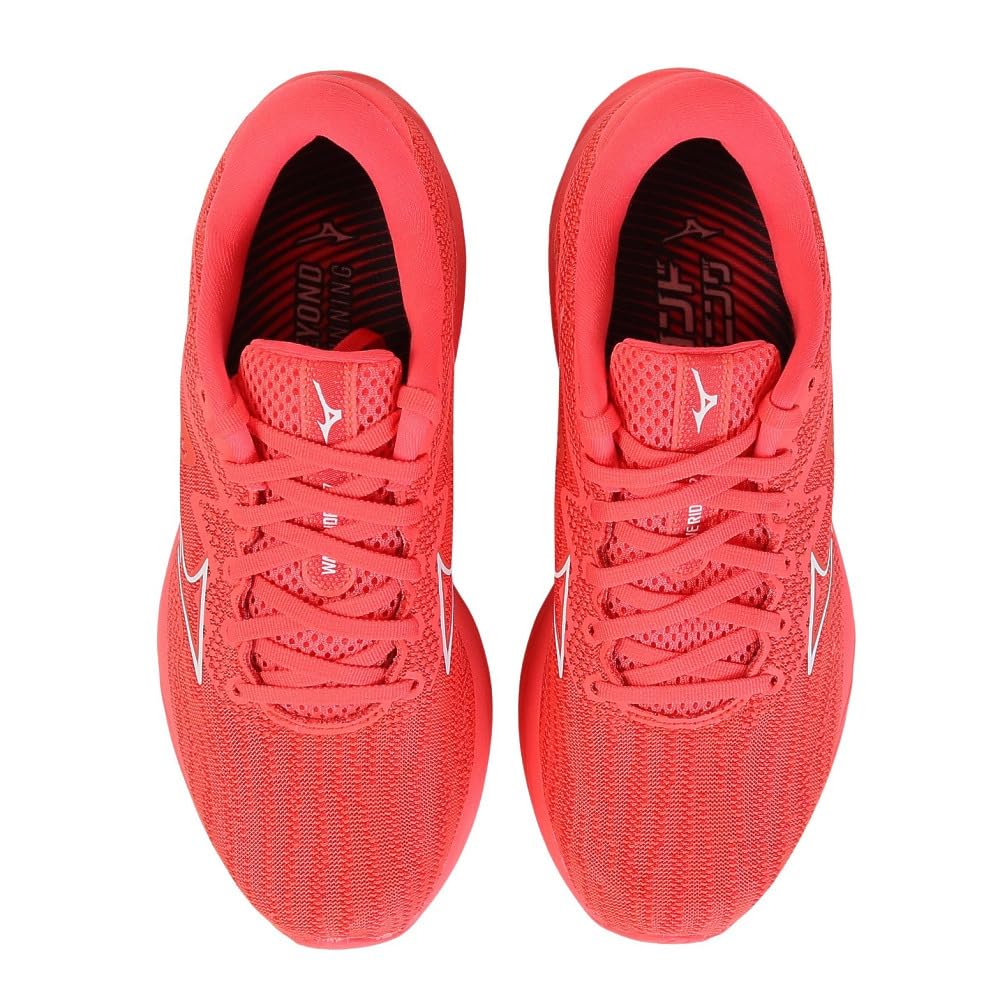 Mizuno Wave Rider 27 Running Thick 2E Shoes, Jogging, Marathon, Training, Sports, Lightweight, Resilient, Sole, Men's, Red/White, 22.5 cm,