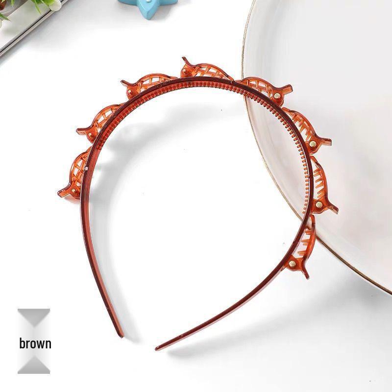 Woven Headband with Small Clips for Bangs - Multi-layer Hollow Braid Hairband