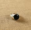 Black Onyx Signet Ring, 925 Solid Sterling Silver, Round Cabochon Gemstone Ring, Unisex Handmade Jewelry