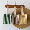 Stylish Colorful Striped Nylon Shoulder Tote Bag For Women Trendy Handheld Lunch Bag