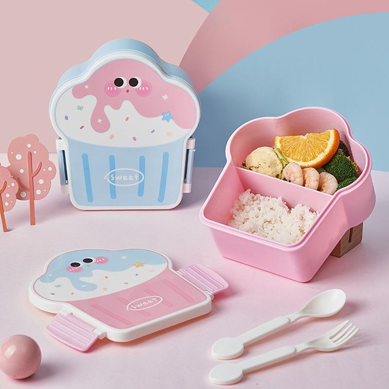 Cartoon Car Bento Lunch Box Rectangular Leakproof Plastic School Kids Portable Microwave Food Container School Child Lunch Box