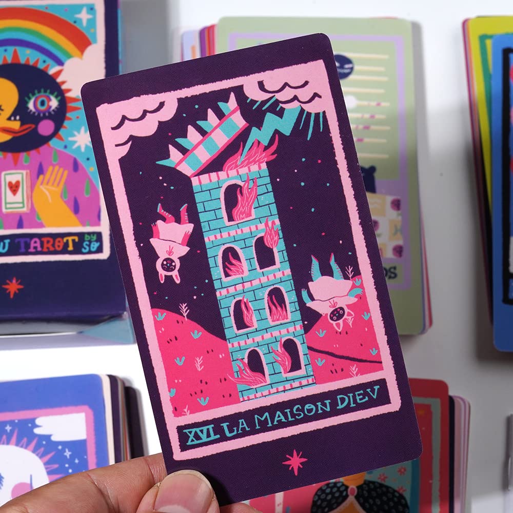 Embrace the Colors of the Rainbow with the Atesswy Vibrant Queer Tarot 80 Standard Tarot Cards Tarot Plus 2 X 12cm X Deck. (All Extras), Size 4.75"