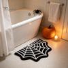 Durable Fade-resistant Rug Halloween Bathroom Rug, Spider Web Bath Mat, Gothic Pumpkin Lantern High-definition Printed Carpet Non-Slip Area for Front
