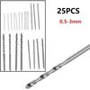 25PCS 0.5mm-3mm Micro HSS Small Twist Drill Bit Set Mini Precision Twist Drill Hand Tool For Hobby Crafts Jewelry Watch Making