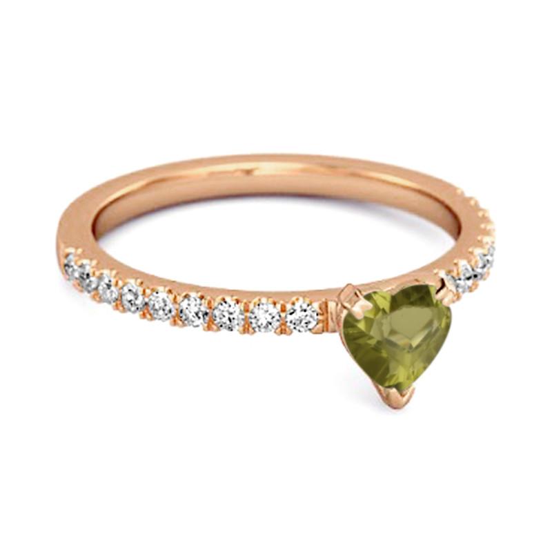 Peridot Pavé Band Ring - 925 Sterling Silver Rose Gold Vermeil