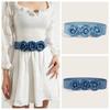 Stoff Elastischer Gürtel Blaue Schnalle Blume Druckknopf Gürtel Modischer Taillengürtel Kleid Zubehör