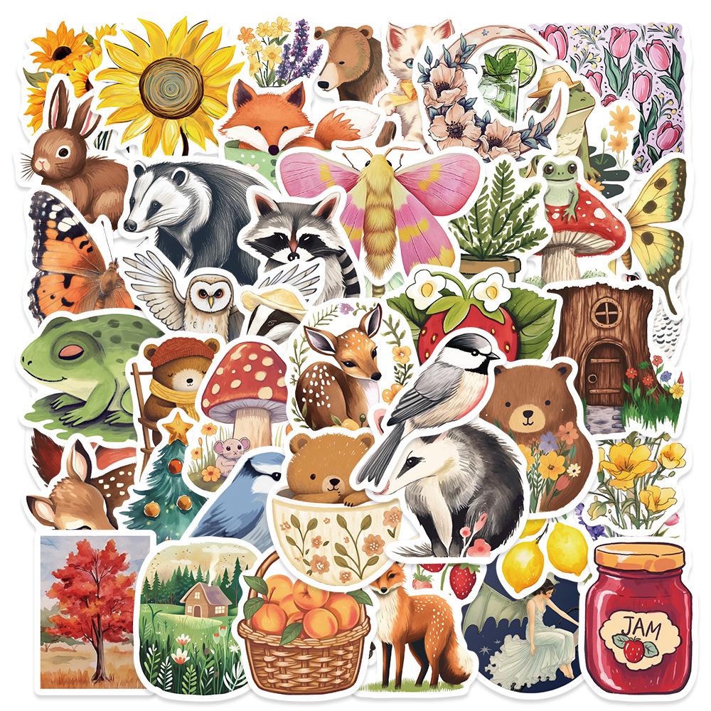 Sada samolepek divoké zvěře: Los, Alpaka, Panda & Lev