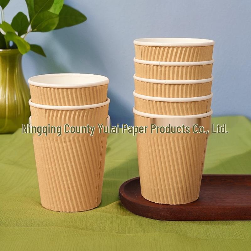Thickened Heat-Resistant Corrugated Paper Cups - Insulated Double-Layer Hot Drink & Coffee Cups for Home Use