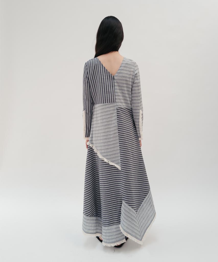 Bopeu Beina Fringe Maxi Dress (Navy Stripe)