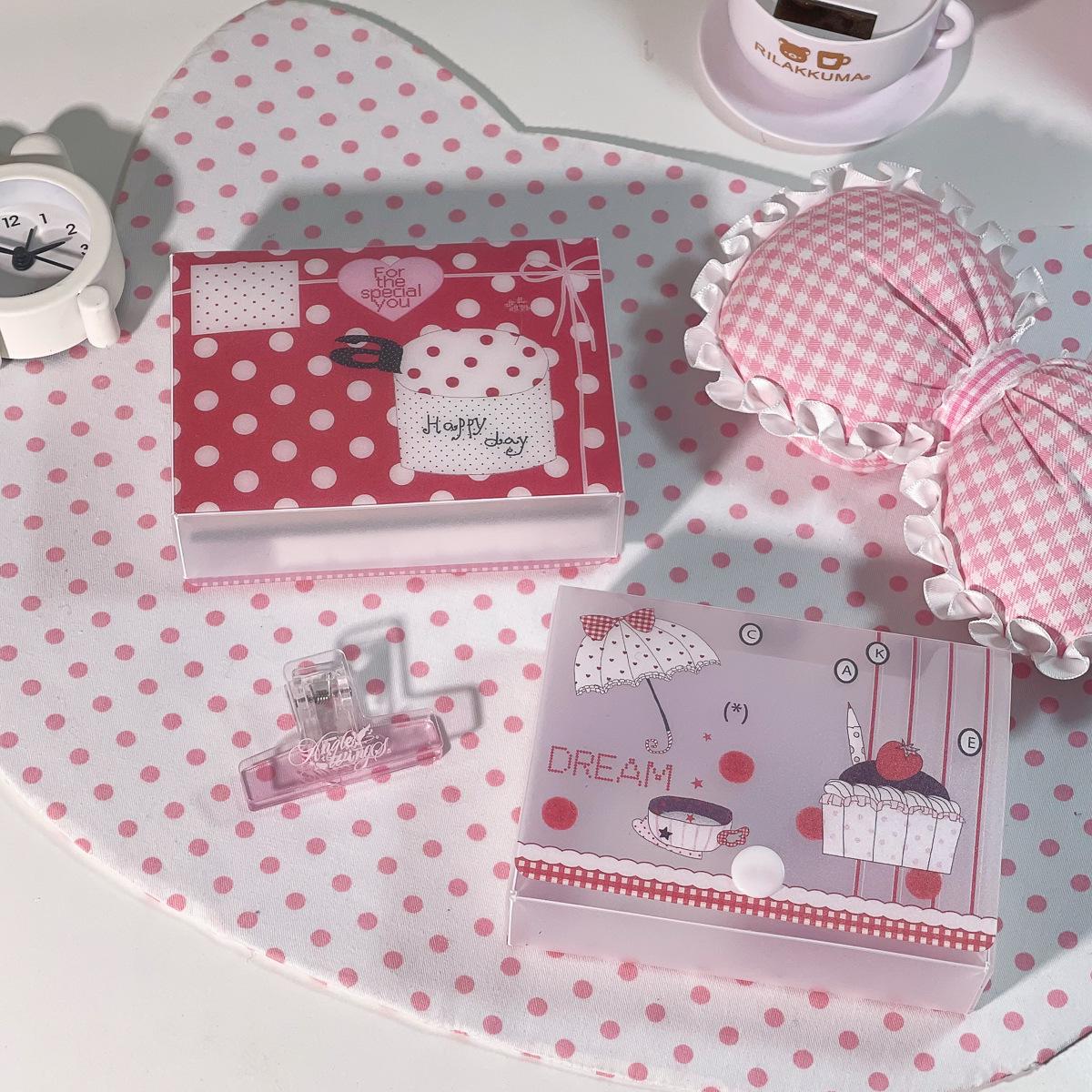 

M5 Frosted Heart Snap Button Storage Box - Cute Girly Card Holder & Sticky Note Organizer, High-Value Kawaii Design