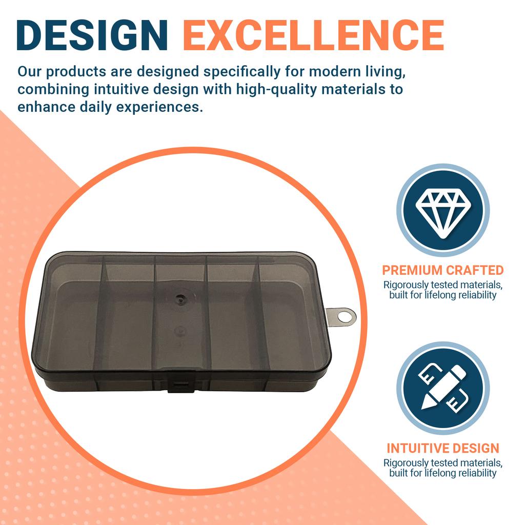 Mini 5 Compartment Plastic Bait Box Transparent Fishing Tackle Storage Box for Lure Hooks Outdoor Angling Accessories