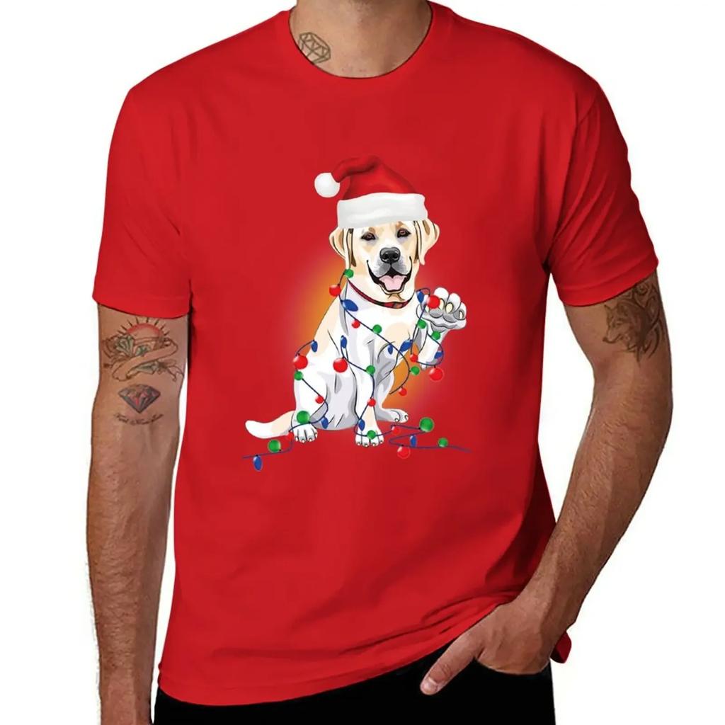 labrador Christmas Lights With Santa Hat Gift T-Shirt summer clothes shirts graphic tees mens t shirts pack