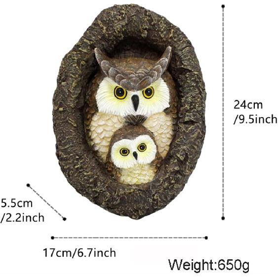 Owl Tree Hugger Whimsical Tree Sculpture Garden Statues Outdoor Tree Face Decor Garden Peeker Yard Art Decorations (Mom and Baby Owl)