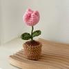 Simulated Flower Hand Woven Small Potted Plant Tulip Sunflower Hook Weaving Desktop Decoration Simulated Flower Ornament Gift