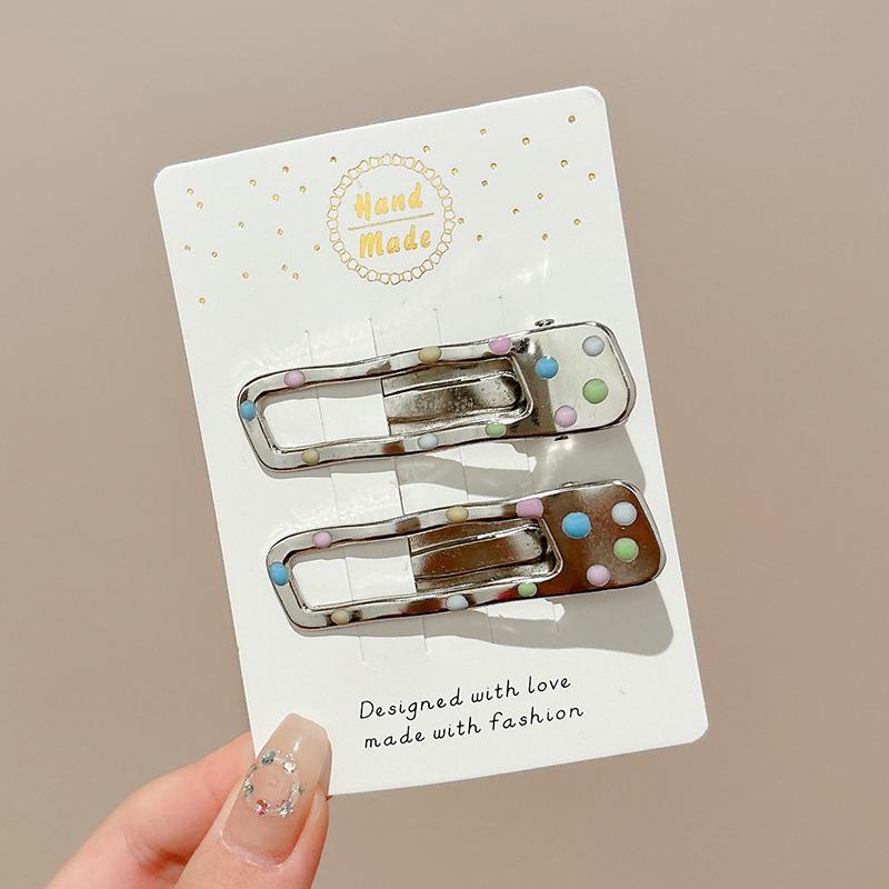 Zhao Lusi Polka Dot Metal Duckbill Hair Clip - Cute Women's Side Bangs Headdress Hairpin