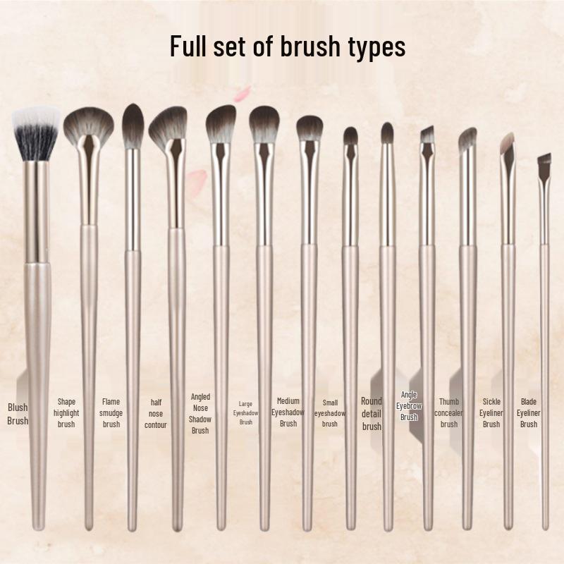15-piece Makeup Brush Set: Eye, Stippling, Blush, Lip, Scythe-shaped, Eyeshadow, Nose Shadow, Full Setting Brushes