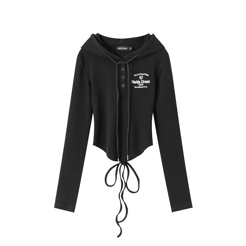 

HeyHenry Backless Strappy Hooded Cropped Long Sleeve Top Large чёрный
