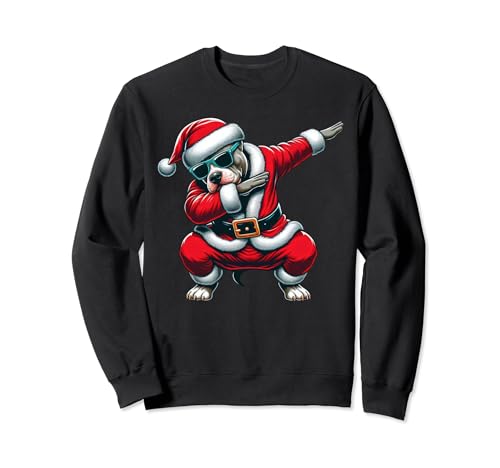 Dabbing Pit Bull Dog Merry Christmas Party Boys Girls Kids Sweatshirt