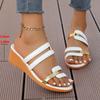 Fashion Comfortable Women's Contrast Color Wedge Sandals Casual Open Toe Summer Shoes Women Lightweight Non Slip Beach Sandalias Mujer
