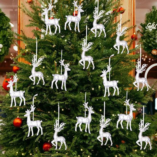 Elk Pendant Acrylic Reindeer Ornament Christmas Tree Clear Deer Dancing Hanging Figurine Xmas Tree Party Supplies
