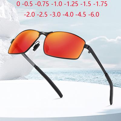 Metal Square Myopia Sunglasses Men Polarized Outdoors Anti-Glare Driving Shortsighted Prescription Sun Glasses -0.5 -0.75 To -6