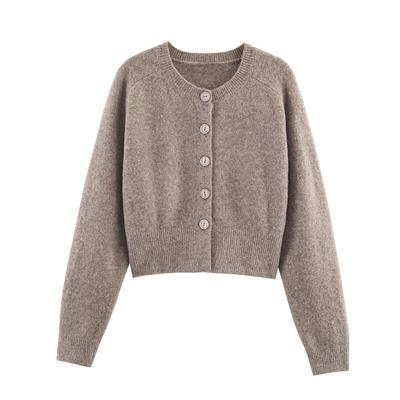 European Fashion Round Neck Button Knit Cardigan
